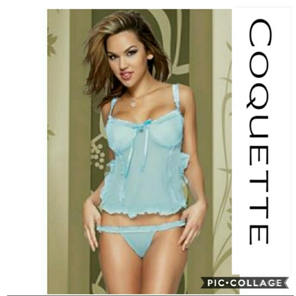 Small, medium or large Coquette powder blue babydoll & thong - Picture 2 of 10
